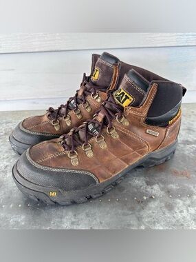 Caterpillar Work Boots Mens Size 12 Brown Waterproof Steel Toe P90935
